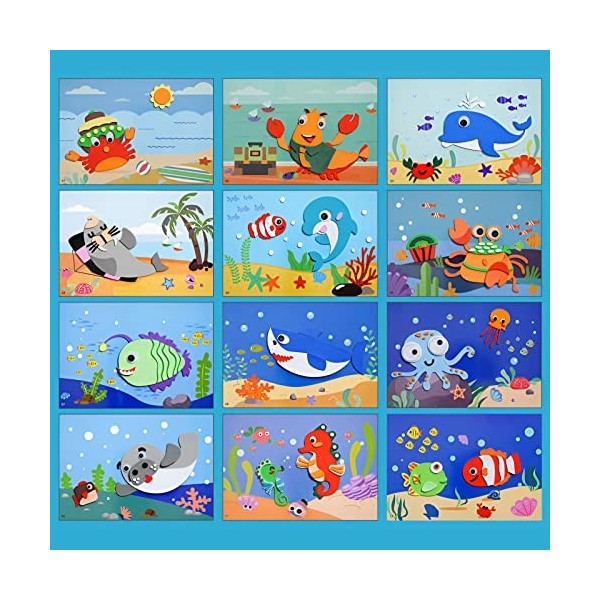 Bricolage Enfants Animaux Autocollants Faits À La Main, 12 Feuilles/Ensemble Dessin Animé 3D EVA Autocollant Jouets, Puzzle J