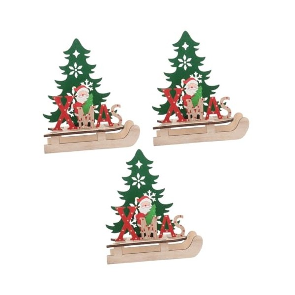 Toyvian 3 Pièces Décorations De Noël Puzzles De Noël en Bois Ornement en Forme De Traîneau Ornements en Bois Suspendus De Noë