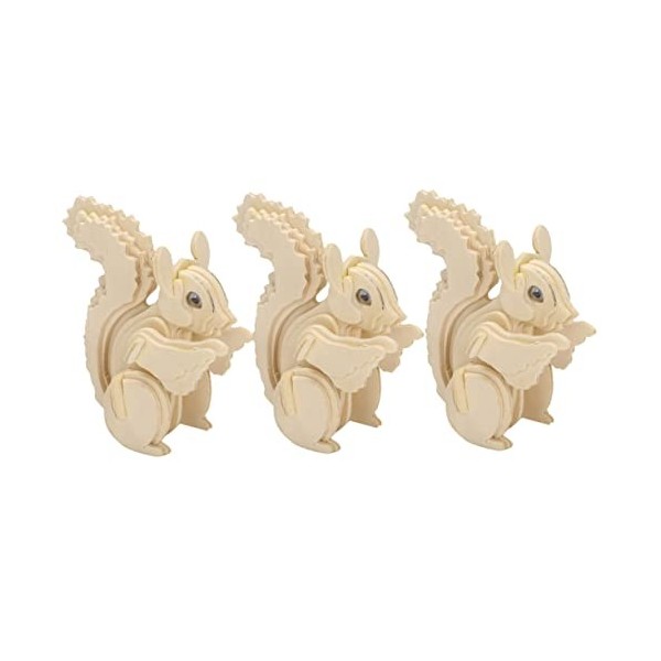 Toyvian - Modèle Puzzle D Énigmes 3D 3Pcs Jigsaw Puzzle Toy for Handmade Plaything Pattern Kids Squirrel Children Model Craft