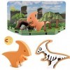 HALFTOYS Puzzle 3D dinosaure avec aimants et dioramas en papier, blocs de construction à démonter pour enfants de 3 ans