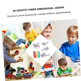 COOLHIYA 4 Pièces 3D Stéréo Puzzle Éducatif Peinture Artisanat Bâtiment 3D Puzzle Bricolage Art Coloriage Puzzle Jouets Graff