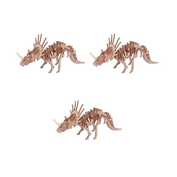 EXCEART 3 Pièces Casse-tête De Dinosaure Puzzle Dinosaure 3D en Bois Tridimensionnel Scie Sauteuse