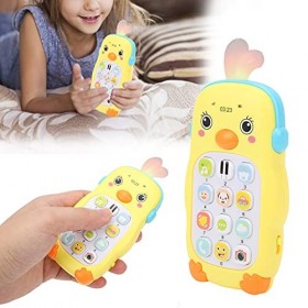 Zerodis Téléphone Portable de Simulation de Bébé, Téléphone éducatif Multifonction Motif de Dessin Animé Mignon Musique Son E
