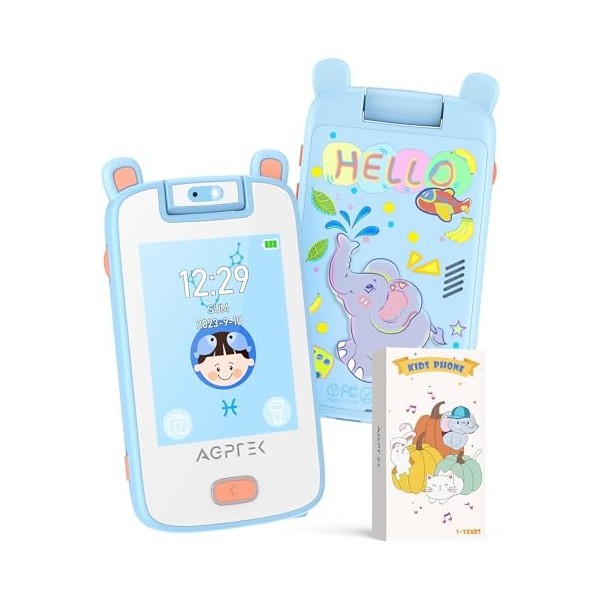 AGPTEK Téléphone Portable pour Enfant, 2.8" Tactile Smartphone Enfant, Jouet Téléphone avec Appareil Photo, Téléphone Musical