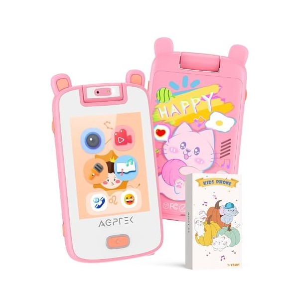 AGPTEK Téléphone Portable pour Enfant, 2.8" Tactile Smartphone Enfant, Jouet Téléphone avec Appareil Photo, Téléphone Musical