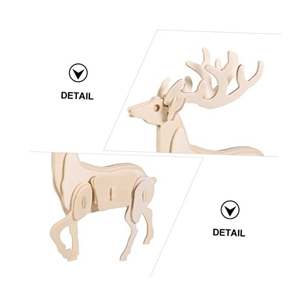 ibasenice 2 Pièces Casse-tête Cerf Sika Modèle Délan Dassemblage Jouet Éducatif De Noël Jeu danimaux Puzzles De Noël Jouet