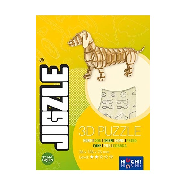 Jigzle Chien Basset - Puzzle 3D Bois - HUCH! & Atalia