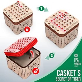 Mr Playwood- Boite à Secret Tigre modèle 3D Mobile en Bois, PWBST