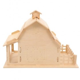 Angoily 1 Jeu Puzzle en Bois pour Grande Modèle De Grange en Bois Puzzle De Modèle De Construction Maison en Bois Inachevée P