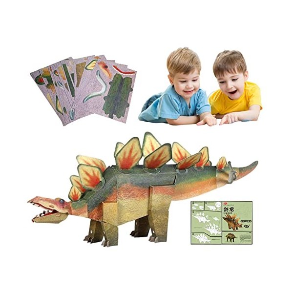 BIOTAT Jouet Dinosaure 3D - Jumbo 3D Paper Dinosaurs Puzzles,Kit de modèle de Puzzle Facile et Portable Projets de Tige de Ca