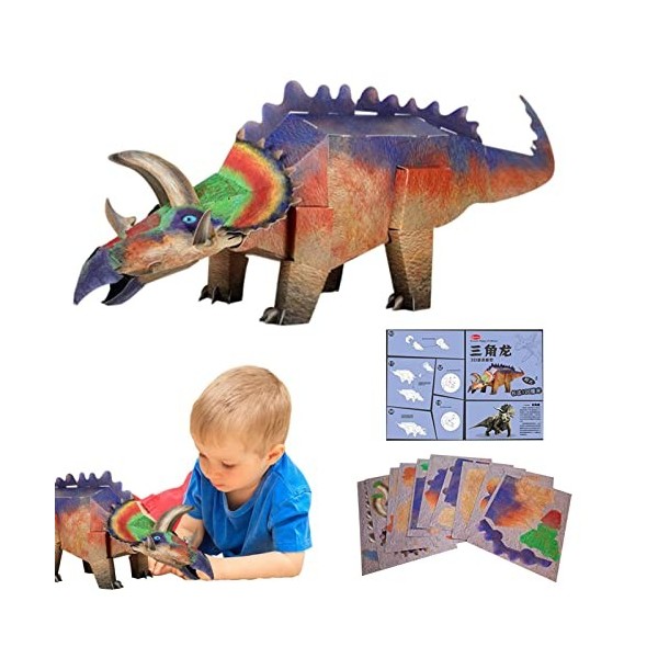 BIOTAT Jouet Dinosaure 3D - Jumbo 3D Paper Dinosaurs Puzzles,Kit de modèle de Puzzle Facile et Portable Projets de Tige de Ca