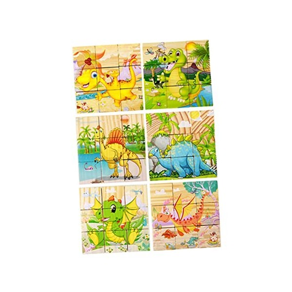 ERINGOGO Puzzle en Bois D Jouet De Dessin Animé Peinture À Six Faces Bébé Bambou 1 Ensemble