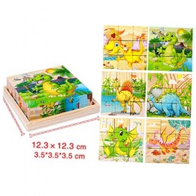 ERINGOGO Puzzle en Bois D Jouet De Dessin Animé Peinture À Six Faces Bébé Bambou 1 Ensemble