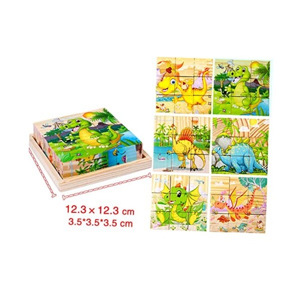 ERINGOGO Puzzle en Bois D Jouet De Dessin Animé Peinture À Six Faces Bébé Bambou 1 Ensemble