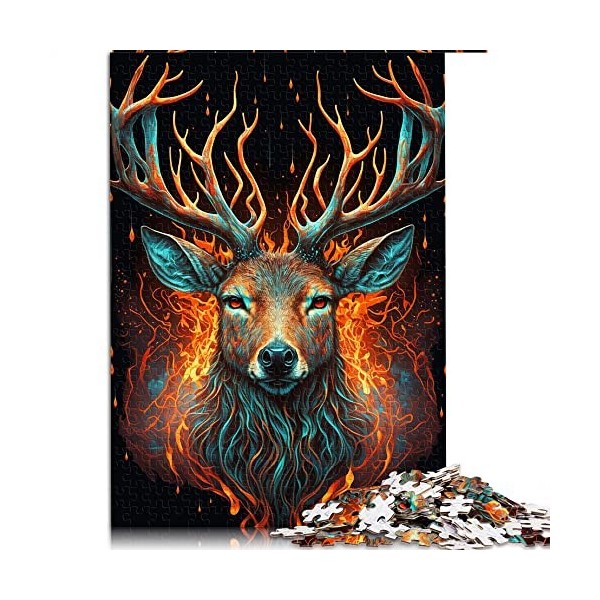 Puzzles pour Adultes 1000 Cerf Feu Eau Puzzle pour Adultes Puzzles en Carton Activités Amusantes à la Maison, Cadeau dannive