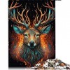 Puzzles pour Adultes 1000 Cerf Feu Eau Puzzle pour Adultes Puzzles en Carton Activités Amusantes à la Maison, Cadeau dannive