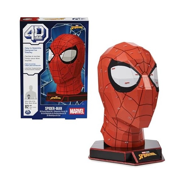 4D BUILD - Puzzle 3D Marvel - Maquette Avengers 82 Pièces - Casque Spiderman Inspiré de la Saga - Puzzle Adulte - Jeu de Cons