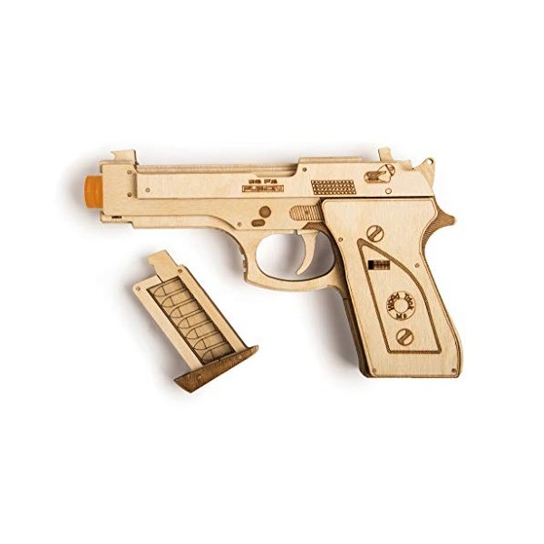 Wood Trick Rubber Band Toy Gun 3D Wooden Puzzles for Adults and Teens to Build - Wooden Model Kit - 14+