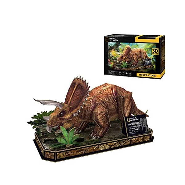 Party town- National Geographic Triceratops, 3D Enfants 8 Ans, Puzzle, Jouets, Jeux de Dinosaures, 8.4366E+12