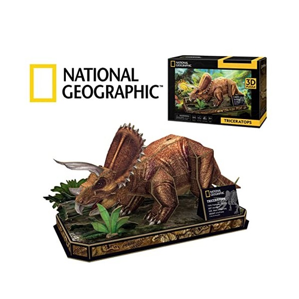 Party town- National Geographic Triceratops, 3D Enfants 8 Ans, Puzzle, Jouets, Jeux de Dinosaures, 8.4366E+12