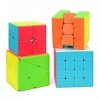 AOVNEA Speed Magic Cube Ensemble 4 Pack, Stickerless Cube Magique 2x2 3x3 4x4 Cube à Axis Lisses, Cube de Vitesse Set 3D Puzz