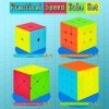 AOVNEA Speed Magic Cube Ensemble 4 Pack, Stickerless Cube Magique 2x2 3x3 4x4 Cube à Axis Lisses, Cube de Vitesse Set 3D Puzz