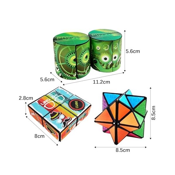 ZHUGULIALI 3 pièces Cube Magique de Couleur 2 en 1 Cube Magique du Ciel étoilé Cube Infini Magic pour Enfants et Adultes Tran