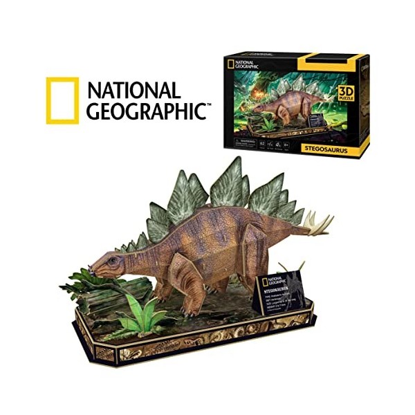 Party town- National Geographic Stegosaurus, 3D Enfants 8 Ans, Puzzle, Jouets, Jeux de Dinosaures, 8436598031461