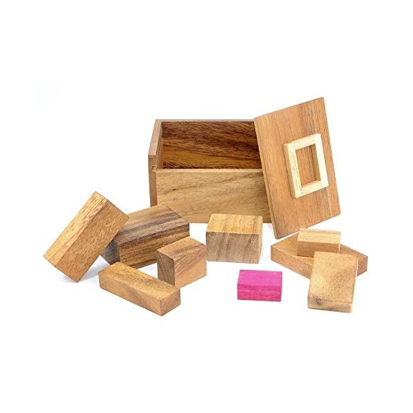 Logica Jeux Art. Rouge Caché - 2 Casse-Têtes en 1 - Casse-Têtes en Bois 3D - Difficulté 2/6 Moyen + 5/6 Incroyable - Collecti