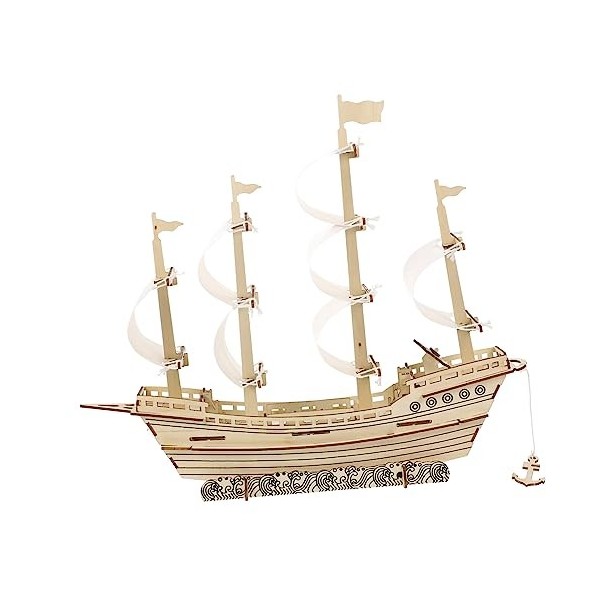 Toyvian Jouets en Bois 1 Set 3D Puzzle De Voile Enfants Puzzles Mécaniques Éducatifs pour Enfants Modèle De Voilier Mécanicie