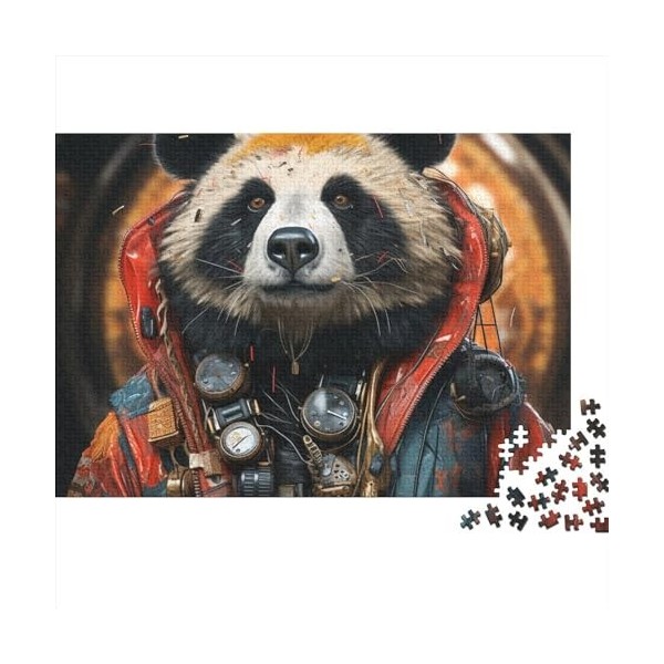 Panda Classique 3D Puzzle,300 Pièces Puzzles pour Adultes Punk Panda Oriental Elements Puzzles pour Adultes Jeu Éducatif Défi