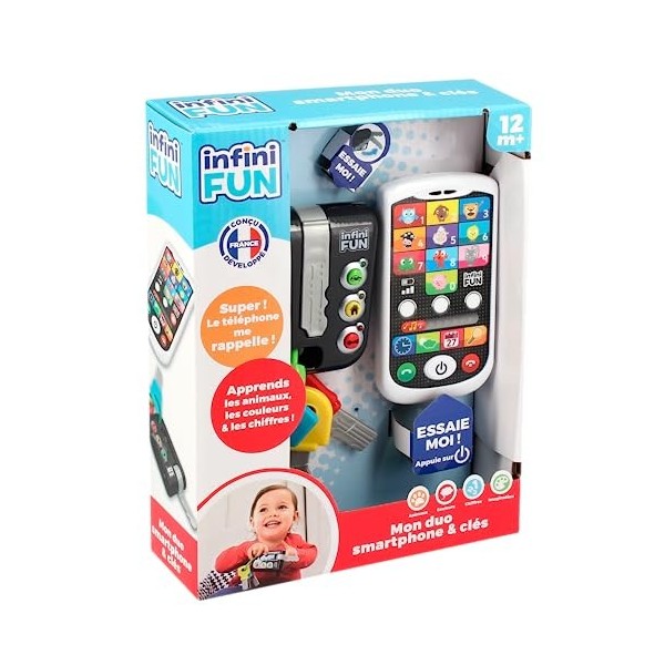 Infini Fun - Mon Duo High-Tech téléphone + clés - Un téléphone et des clés Ultra réalistes ! - Jouets dimitation Multi-appre