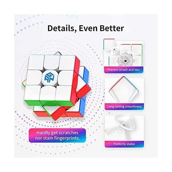 GAN11 Air, Cube de Vitesse Gan 3x3, sans Autocollants, Surface Matte intérieur Blanc 