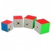 Gobus Pack de 4 MoYu MOFANGJIAOSHI Magic Cube 2x2 3x3 4x4 5x5 Ensemble de Cubes de Vitesse sans Autocollant, Ensemble de Coll