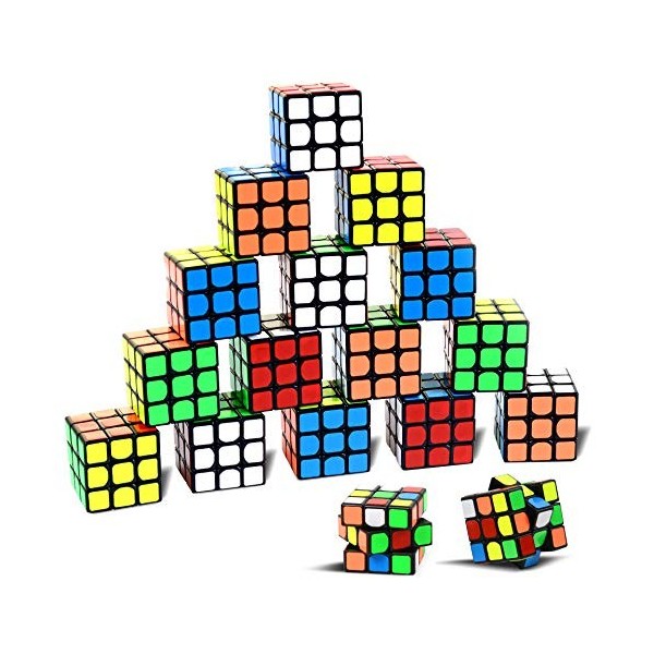 Lot de 18 mini cubes de fête - Jouet Nunki de 3,5 cm - Matériau sûr et respectueux de lenvironnement avec des couleurs vives