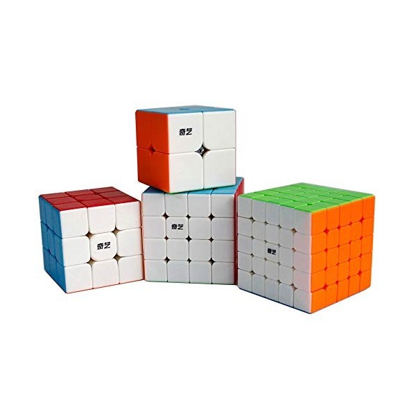 FunnyGoo Lot de Cubes de Vitesse 2x2 3x3 4x4 5x5 Magic Cube Cubing Salle de Classe Puzzles Lisses Cube Set avec Emballage Cad