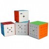 FunnyGoo Lot de Cubes de Vitesse 2x2 3x3 4x4 5x5 Magic Cube Cubing Salle de Classe Puzzles Lisses Cube Set avec Emballage Cad