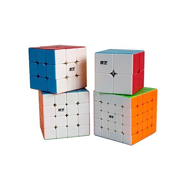 FunnyGoo Lot de Cubes de Vitesse 2x2 3x3 4x4 5x5 Magic Cube Cubing Salle de Classe Puzzles Lisses Cube Set avec Emballage Cad