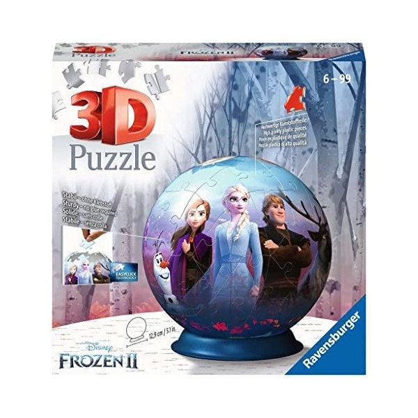 Ravensburger - Puzzle 3D Ball - Disney La Reine des Neiges 2 - A partir de 6 ans - 72 pièces numérotées à assembler sans coll