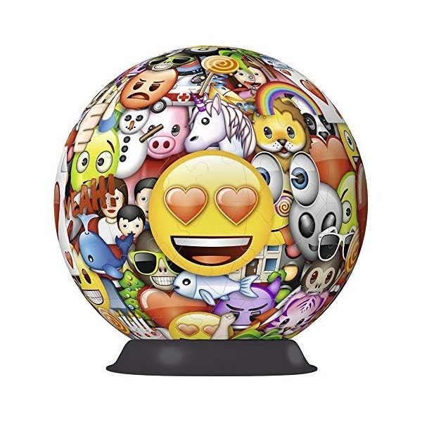 Ravensburger - Puzzle 3D Ball - emoji - A partir de 6 ans - 72 pièces numérotées à assembler sans colle - Support inclus - Di