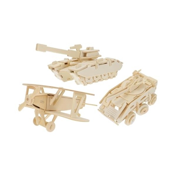 Toyvian 3 Pièces Casse-tête en Bois Modèle davion De Puzzles 3D Puzzle en Bois Casse-tête Construction De Puzzles 3D en Bois