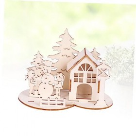 Toyvian 4 Pièces Puzzle 3D De Noël Puzzles 3D Ornements De Maison De Père Noël Forêt en Bois Kits De Construction en Bois à A
