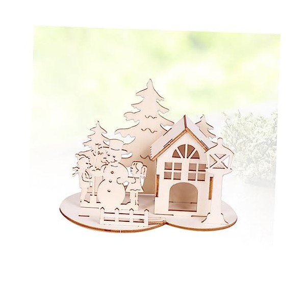 Toyvian 4 Pièces Puzzle 3D De Noël Puzzles 3D Ornements De Maison De Père Noël Forêt en Bois Kits De Construction en Bois à A