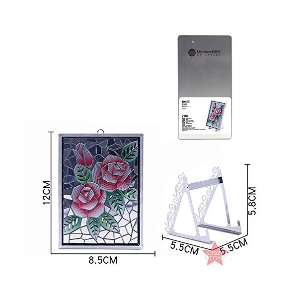 Microworld Puzzle 3D en métal avec rose et flamme - Kit de construction Z002 - Découpe au laser