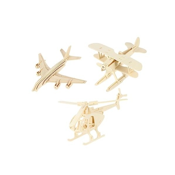 KOMBIUDA 1 Ensemble 3 Pièces Modèle davion Avion en Bois De Puzzle 3D Jouet davion De Puzzle en Bois 3D Modèles davion Kit