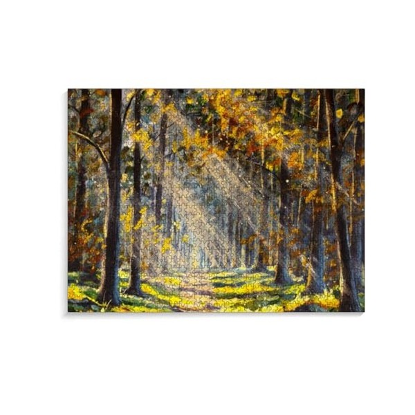 Puzzle Adulte 1000 Pièces Puzzle 3D Mur Art Creative Soleil doré dans Les Bois Décor À La Maison 38 * 26cm