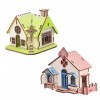 AchidistviQ Lot de 2 puzzles 3D en bois pour enfants, bricolage, maison en 3D, modèle en bois pour adolescents, adultes, cade