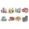 AchidistviQ Lot de 2 puzzles 3D en bois pour enfants, bricolage, maison en 3D, modèle en bois pour adolescents, adultes, cade