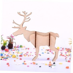 ibasenice 3 Pièces Puzzle En Bois 3d Bricolage Ornement Modèle De Renne De Noël Bricolage Puzzles De Construction Danimaux Pu