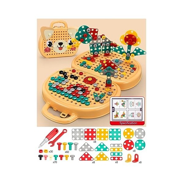 KieTeiiK Construction Dassemblage Puzzle 3D 2D Perceuse Électrique Jouet Éducatif Jouet Développement du Cerveau Jouet Tige 